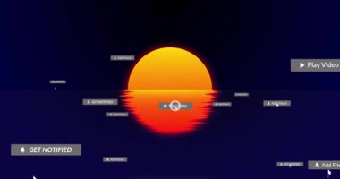 İmleç Play Clip düğmesine tıklayarak Klip Çalma etiketini yakıcı güneş ve titreşimli uyarılarla çalıştırıyor. Minimalist, dijital, kullanıcı arayüzü, animasyon, teknoloji, gösterge paneli, fütürist