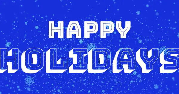 Kar taneleri ve nokta motifleriyle şenlikli mavi tuval üzerinde 