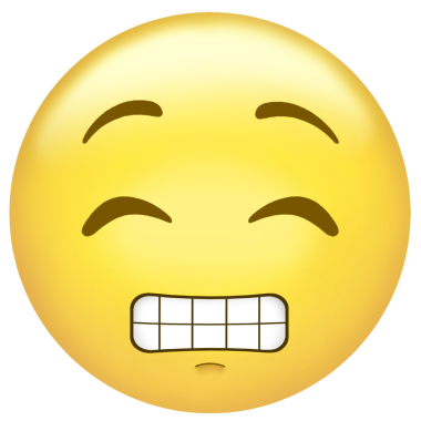 Stilize edilmiş sarı ifade, düz tasarımda şeffaf arkaplan ile sıkılmış dişleri gösteriyor. Emoji, yüz ifadesi, grafik tasarımı, dijital sanat, iletişim, ruh hali, simge