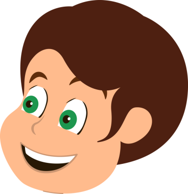 Çizgi film çocuğu kafası düz vektör çiziminde gösteriliyor, yeşil gözlü, şeffaf arkaplan. Çizgi film, illüstrasyon, oyuncu, anlamlı, karakter tasarımı, çocuk, neşeli