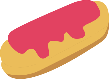 Uzamış ekinlerde altın hamurun üzerine pembe krema damlıyor. Düz tasarım şeffaf arkaplan. Tatlı, pasta, şekerleme, şekerleme, şekerleme, fırın, yemek tasarımı.