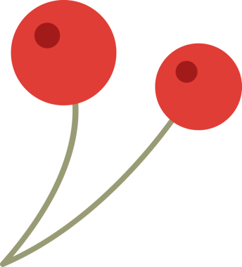 İki stilize kırmızı dut bej saplı minimalist tasarımda, şeffaf arka planda dinleniyor. Soyut, vektör, modern, grafik, botanik, resimleme, dekoratif