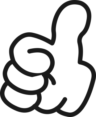 White cartoon glove hand is giving thumbs-up gesture in flat design with transparent backdrop. Vector illustration, icon, minimalism, digital art, communication, emoji, flat style
