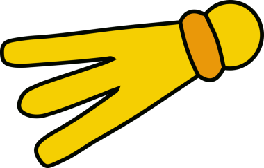 Üç parmaklı stilize eldiven düz çizgi film tasarımında şeffaf arkaplanda sergileniyor. Vektör illüstrasyonu, dijital sanat, minimalist tasarım, simge, grafik, oyuncu, neşeli