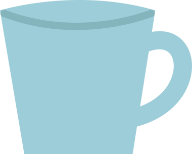 Düz dizaynlı, yuvarlak saplı, şeffaf arkaplanlı açık mavi kupa gösteriliyor. Minimalist, modern, içecek, nesne, düz, temiz, grafik