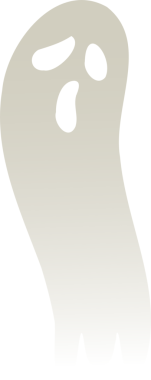 Stilize hayalet düz bir dizayn içinde, şeffaf arka planda, yüz yamalarını gösteriyor. Fantezi, ürkütücü, minimalist, kaprisli, dijital sanat, vektör, Cadılar Bayramı