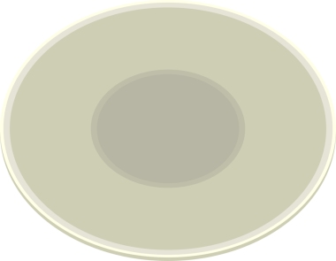 Düz tasarımda dairesel seramik plaka gösteriliyor. Şeffaf arkaplanda eşmerkezli halkalar var. Seramik eşya, sofra takımı, minimalist, düz tasarım, masa üstü, yemek, estetik