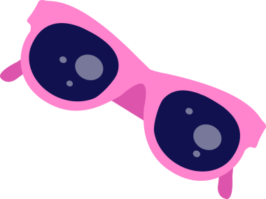 Bir çift kalın pembe güneş gözlüğü şeffaf tuval üzerinde yüzüyor, parlak koyu lensleri parlaklaştırıyor. Moda aksesuarları, gözlük, minimalist, vektör sanatı, yaşam tarzı, perakende, modern tasarım