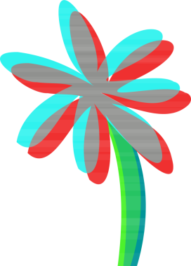 Düz tasarım çiçek şeffaf arka planda çiçek açıyor, katmanlı yapraklar üst üste biniyor. Soyut, çiçekli, canlı, çağdaş, dekoratif, botanik, renkli