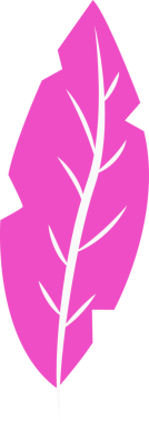 Magenta-pink flat vector leaf is showing white stem and veins on transparent background, copy space. Botanical, nature, floral, minimalistic, modern, organic, decorative