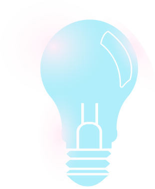 Düz vektör mavi ampul simgesi, şeffaf arkaplan üzerindeki mercek alev efektleriyle parlıyor. Yenilik, yaratıcılık, teknoloji, dijital, minimalizm, tasarım, ilham