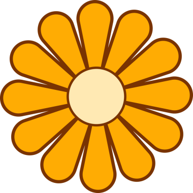 Şekil verilmiş papatya çiçeği, şeffaf arkaplanda turuncu taç yaprakları yayıyor. Çiçek, botanik, doğal, çiçek, canlı, minimalist, dekorasyon