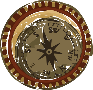 Tarzlı pusula gülü düz dizayn gösteriyor, 8 köşeli yıldız ve nokta işaretleyiciler, şeffaf tuval. Navigasyon, macera, keşif, vintage, sanatçılık, haritacılık, yol bulma