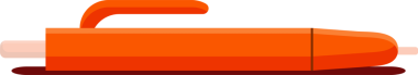 Düz tasarım turuncu tükenmez kalem, şeffaf arka planda yüzüyor, kapağı ve klipsi var. Kırtasiye malzemeleri, yazma araçları, ofis malzemeleri, minimalist stil, ürün sergisi, teknoloji, markalaşma