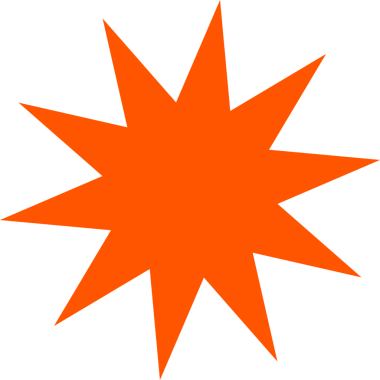 Soyut turuncu düzensiz yıldız patlaması, şeffaf arkaplanda düz vektör dizaynında yayılıyor. Geometrik, canlı, dinamik, grafik, simge, illüstrasyon, enerji