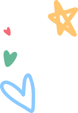 Düz vektör karalamaları saydam tabakada görünür, sarı yıldız ve renkli kalpleri gösterir. İllüzyon, markalaşma, oyuncu, grafik tasarım, dijital sanat, yaratıcılık, gençlik