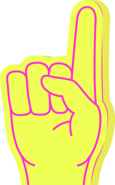 Düz köpük parmak yukarı doğru morumsu bir çizgi ve şeffaf arkaplan üzerinde sarı gölgeler gösteriyor. Renkli, modern, vektör, eğlence, maskot, canlı, kutlama