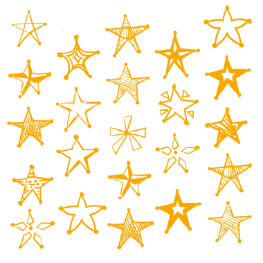 Düz dizaynlı turuncu yıldızları şeffaf ızgarada göstererek, benzersiz el yapımı karalama şekilleri gösteriyor. Geometrik, sanatsal, minimalist, desen, illüstrasyon, yaratıcı, soyut
