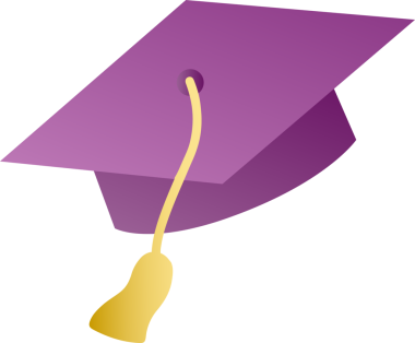 Mezuniyet başlığı, şeffaf arkaplanda mor renk değişimi ve altın rengi püsküller gösteriyor. Akademik şenlik, kutlama, törensel, resmi kıyafet, başarı, kilometre taşı, zarif