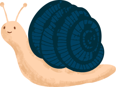 Düz tasarım salyangoz, şeffaf arka planda koyu mavi spiral kabuk ve uzun anten taşıyor. Yaratık, karakter, animasyon, çocuk, kaprisli, doğa, illüstrasyon