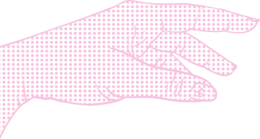 Sol el çizimi, pembe yarım ton noktalı, şeffaf arkaplanı olan düz bir tasarım gösteriyor. Minimalist, soyut, dijital sanat, grafik tasarımı, vektör, çağdaş, kadınsı