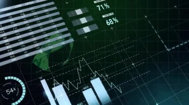 Dizide ön panel canlandırma tablosu canlandırma grafiği veri içgörülerini sunmak için yükseliyor. Analizler, gösterge paneli, görselleştirme, veri, arayüz, yenilik, teknoloji