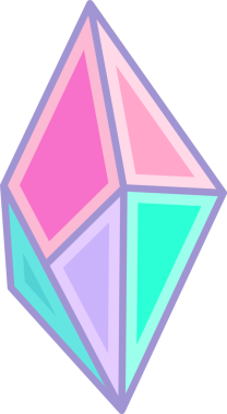 Düz dizayn içinde yüzen stilize kristal prizma şeffaf arkaplanda pastel yüzeyleri gösteriyor. Geometrik, değerli taş, soyut, minimalist, çağdaş, ışıltılı, zarif