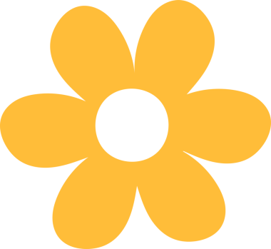 Altı sarı taç yaprağı göstererek saydam arkaplanda stilize düz dizayn çiçek ikonu beliriyor. Botanik, çiçek, illüstrasyon, grafik, modern, minimal, doğa