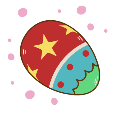 İllüstrasyon, Paskalya yumurtasını üç renkli desenli, pembe daireli, şeffaf arkaplanlı tasvir ediyor. Şenlikli, kaprisli, renkli, gösterişli, kutlayıcı, yaratıcı, dekoratif