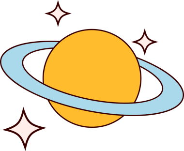 Altın sarısı halkalı gezegen, düz dizaynlı ve ışıltılı saydam bir zemin üzerinde yüzüyor. Astronomik, kozmik, minimalist, göksel, geleceksel, dijital sanat, uzay keşfi