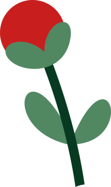 Düz dizayn yeşil saplı, sepal ve yapraklı, şeffaf arka planda kırmızı çiçek tomurcukları gösteriyor. Botanik, çiçek, doğa, illüstrasyon, organik, dekorasyon, minimalizm