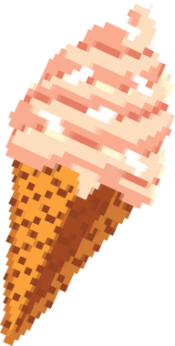 Piksel sanat tasarımı şeffaf arkaplanlı waffle külahında yumuşak servis dondurmasını gösteriyor. Retro, şekerleme, çizgi film, tatlı, şakacı, hoşgörülü, tatlı