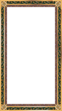 Şeffaf arkaplanı gösteren vektör çerçevesi, yeşil paneller, altın kolyeler, mor süslemeler, kopyalama alanı. Süslü, klasik, dekoratif, zarafet, klasik, karmaşık, lüks