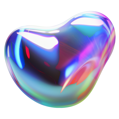 Soyut yanardöner kabarcık 3D renkler şeffaf arkaplanda yüzüyor, parlak renkler sergiliyor. Fütürist, akıcı, parlak, canlı, pürüzsüz, dijital, organik