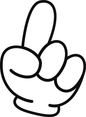 Çizgi film eldiveni düz bir şekilde yukarı bakıyor. Kalın çizgiler, şeffaf arkaplan. Görüntü, simge, minimalizm, ui, dijital, grafik, görsel