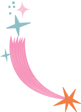 Pembe kurdele kuyruğu ve parıltılarıyla şeffaf arkaplan boyunca uzanan düz bir vektör turuncu yıldız. Göksel, fantezi, canlı, kuyruk, ışıltı, dekoratif, kozmik