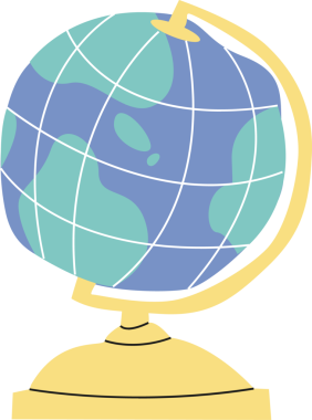 Şebeke ve kara kütleleri ile düz dizayn edilmiş küre, altın ayakta şeffaf bir zemin üzerinde yüzüyor. Küre, haritacılık, eğitim, minimalizm, bilgi, görsel yardım, coğrafya