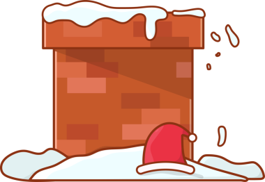 Kar kaplı tuğla baca şeffaf arka planda Noel Baba şapkası ile düz dizayn ediliyor. Kış, şenlikli, tatil, rahat, mevsimlik, mimari, açık hava