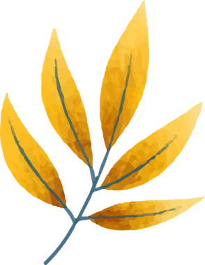 Soyut şube, suluboya tarzda, şeffaf arkaplan şeklinde yedi altın sarısı yaprak gösteriyor. Botanik, doğa, illüstrasyon, dijital sanat, bitkisel, organik, çiçek