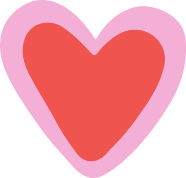 Kalp grafiği düz dizaynlı, kırmızı dolgu ve pembe dış hatlı, şeffaf arkaplan. Aşk, romantizm, sevgi, sembol, ikon, minimalizm, vektör