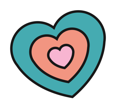 Üç yuva yapmış kalp simgesi, şeffaf arkaplan ile düz sticker stili vektör tasarımı gösteriyor. Aşk, sevgi, romantizm, duygusallık, birlik, dostluk, minimalizm