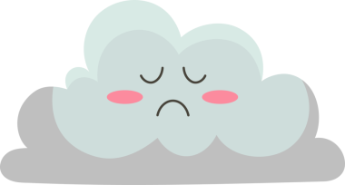 Üzgün suratlı karikatür bulutu şeffaf arka planda süzülüyor, kapalı gözleri ve pembe yanakları gösteriyor. Şirin, kaprisli, pastel, minimalist, duygusal, animasyon, karakter