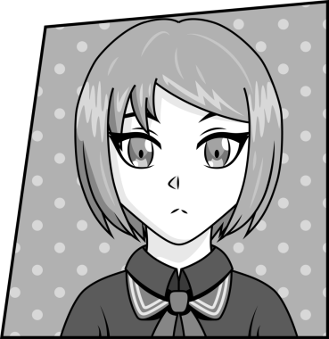 Monokrom anime karakter portresi düz dizayn, şeffaf arkaplan, kopyalama alanı içinde yüzüyor. Portre, karakter, illüstrasyon, minimalist, monokrom, dijital sanat, stilize edilmiş