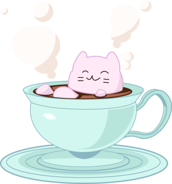 Pastel sanat, şeffaf arka planda buhar kabarcıkları ve bardakta yüzen pembe kedi şekerlemelerini gösteriyor. Pastel, kaprisli, sevimli, rahat, rahatlatıcı, tatlı, illüstrasyon