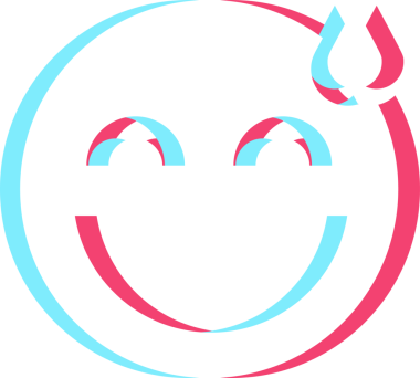 Soyut yüz simgesi, şeffaf arkaplanda düz cyan-tarzı eflatun gölgeler gösteriyor. Minimalist, dijital, modern, grafik, fütürist, canlı, sanatsal