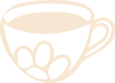 Buğulanmış içecek ve fasulye motifleri içeren düz kahve fincanı ikonu, şeffaf arkaplan. Minimalist, modern, vektör, içecek, tipografi, damgalama, basitlik