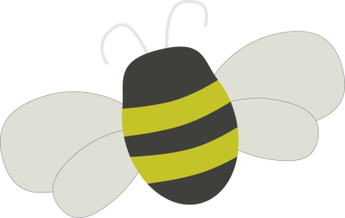 Çizgi film arısı şeffaf arka planda süzülüyor, çizgili gövdesi, soluk kanatları, kıvrık antenleri var. Vektör, illüstrasyon, kaprisli, doğa, böcek, cazibe, düz tasarım