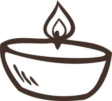 Stilize yağ lambası sanat eserlerinde parlıyor, yuvarlak kase ve alevi gösteriyor, şeffaf arka plan. Minimalist, zarif, soyut, ruhani, törensel, dekoratif, siluet