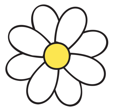 Vektör sanatı, şeffaf arkaplanda papatya benzeri çiçekleri ve yedi taç yaprağı sarı merkezini gösteriyor. Çizim, botanik, çiçek, minimalizm, tasarım, doğal, dekoratif