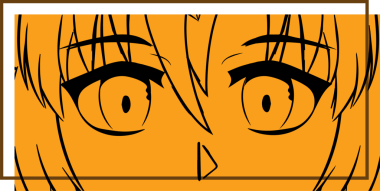 Portakal dolgusu üzerinde siyah çizgiler, geniş gözler ve şeffaf bg ile stilize edilmiş anime yüzü görünüyor. Vektör sanatı, karakter tasarımı, manga, dijital illüstrasyon, minimalizm, canlı, portre